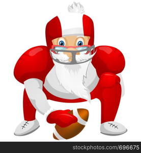 Cartoon Character Santa Claus Isolated on Grey Gradient Background. Rugby. Vector EPS 10.