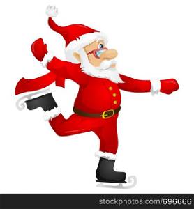 Cartoon Character Santa Claus Isolated on Grey Gradient Background. Skater. Vector EPS 10.