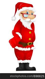 Cartoon Character Santa Claus Isolated on Grey Gradient Background. Trust. Vector EPS 10.