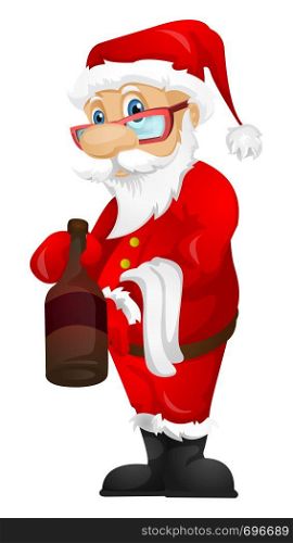 Cartoon Character Santa Claus Isolated on Grey Gradient Background. Waiter. Vector EPS 10.