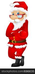 Cartoon Character Santa Claus Isolated on Grey Gradient Background. Wall. Vector EPS 10.