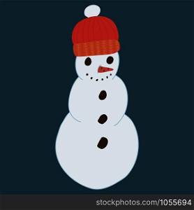 Cartoon character snowman for celebration design. Happy new year symbol. Christmas banner illustration.. Cartoon character snowman for celebration design.