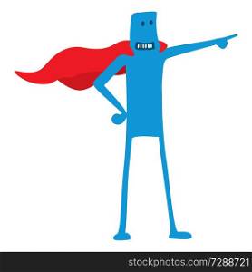 Cartoon character super hero standing with cape