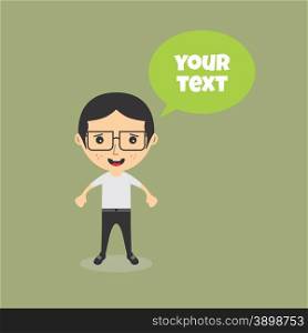 cartoon character with speech bubble graphic art vector illustration. cartoon character with speech bubble