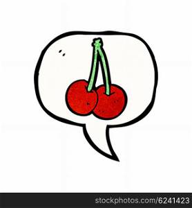 cartoon cherries with speech bubble