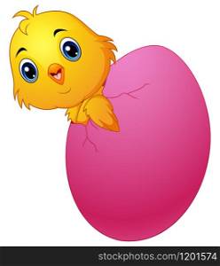 Cartoon chick hatching from an egg