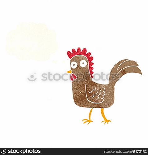 cartoon chicken with thought bubble