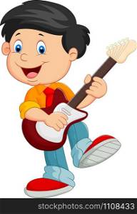Cartoon child play guitar