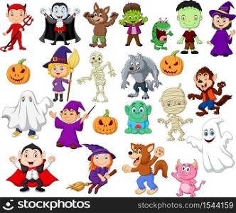 Cartoon children with Halloween costume