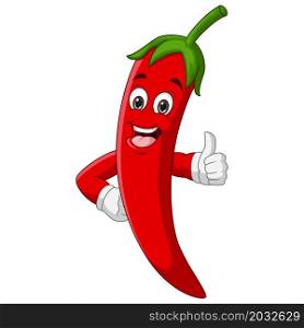 Cartoon chili pepper giving thumbs up