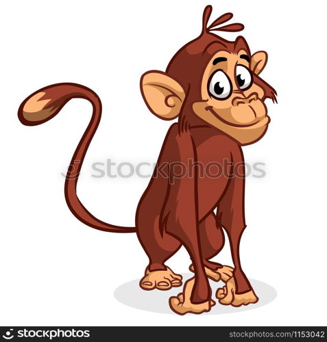 Cartoon chimpanzee monkey. Vector illustration of isolated