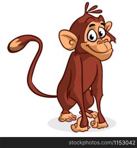 Cartoon chimpanzee monkey. Vector illustration of isolated
