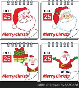 Cartoon Christmas Calendars. Collection Set