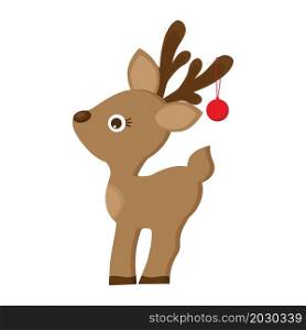Cartoon Christmas deer. Cute holiday reindeer.