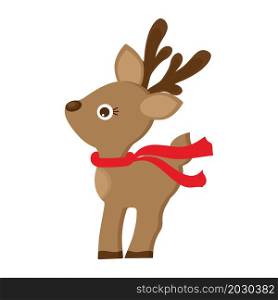 Cartoon Christmas deer. Cute holiday reindeer.