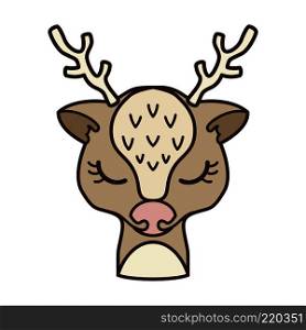 Cartoon christmas deer. Design element for logo, label, sign, poster, t shirt. Vector illustration