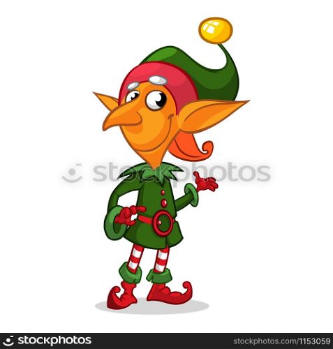 Cartoon Christmas elf. Vector illustration