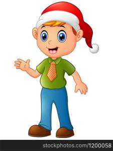 Cartoon Christmas Elf waving hands