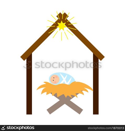 Cartoon christmas manger. Holiday picture design. Holy family time. Winter season. Vector illustration. Stock image. EPS 10.. Cartoon christmas manger. Holiday picture design. Holy family time. Winter season. Vector illustration. Stock image.