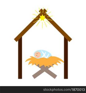 Cartoon christmas manger. Holiday picture design. Holy family time. Winter season. Vector illustration. Stock image. EPS 10.. Cartoon christmas manger. Holiday picture design. Holy family time. Winter season. Vector illustration. Stock image.