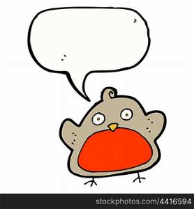 cartoon christmas robin with speech bubble