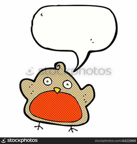 cartoon christmas robin with speech bubble