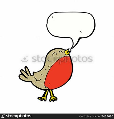 cartoon christmas robin with speech bubble