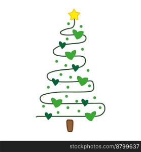 Cartoon christmas tree line in cartoon style. Christmas decoration. Vector illustration. stock image. EPS 10.. Cartoon christmas tree line in cartoon style. Christmas decoration. Vector illustration. stock image.
