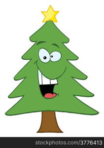 Cartoon Christmas Tree With Star