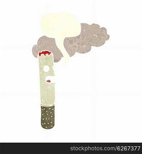 cartoon cigarette with speech bubble