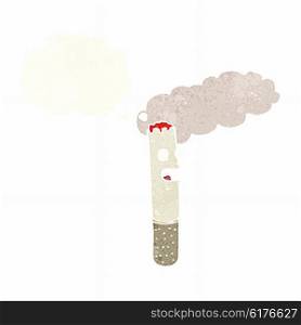 cartoon cigarette with thought bubble