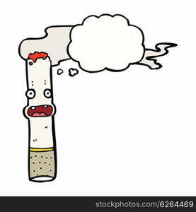 cartoon cigarette with thought bubble