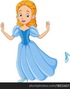 Cartoon cinderella princess with her shoe