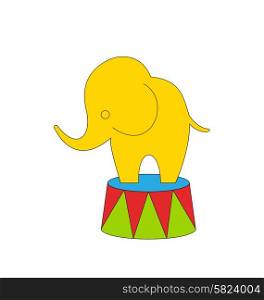 Cartoon circus elephant - vector illustration.. Illustration Cartoon Circus Elephant Isolated on White Background - Vector