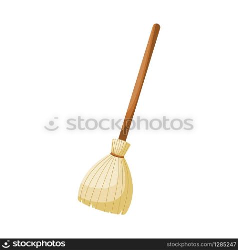 cartoon cleaning house broom . Vector illustration