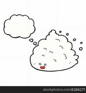 cartoon cloud character with thought bubble
