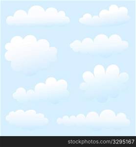 cartoon clouds against blue sky