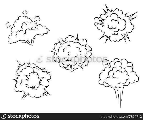 Cartoon clouds and explosions set for comics or another design