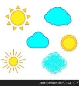 cartoon clouds sun. Hot summer. Vector illustration. Stock image. EPS 10.. cartoon clouds sun. Hot summer. Vector illustration. Stock image. 