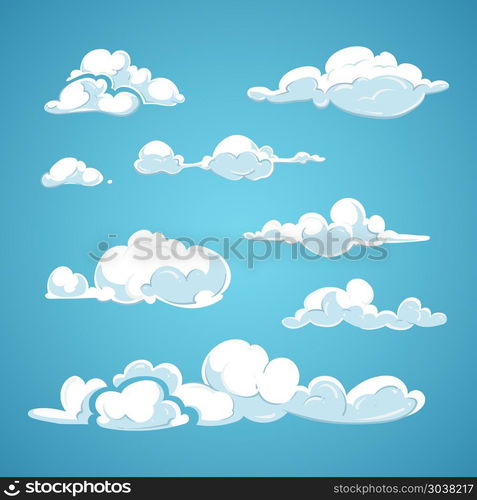 Cartoon clouds vector set. Cartoon clouds vector set. Cloud nature design element and collection clouds in air illustration