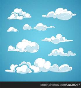 Cartoon clouds vector set. Cartoon clouds vector set. Cloud nature design element and collection clouds in air illustration