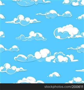 Cartoon clouds weather seamless pattern in pastel colors. Vector illustration. Cartoon vector clouds weather seamless pattern in pastel colors