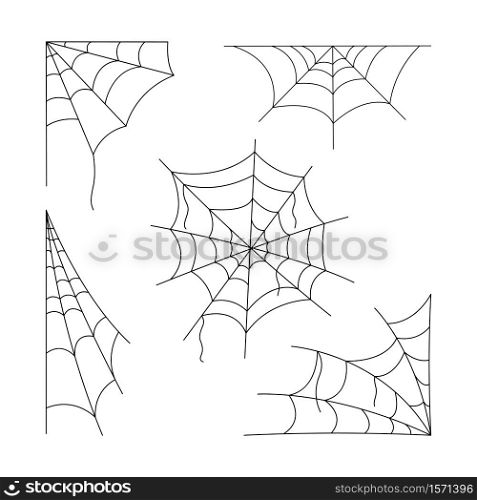 Cartoon cobweb set, vector illustration for Halloween holiday