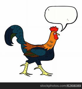 cartoon cockerel with speech bubble