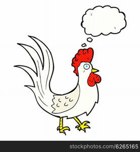 cartoon cockerel with thought bubble