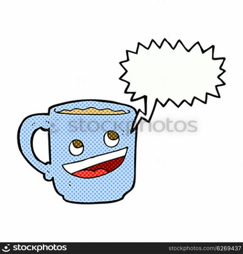 cartoon coffee mug with speech bubble