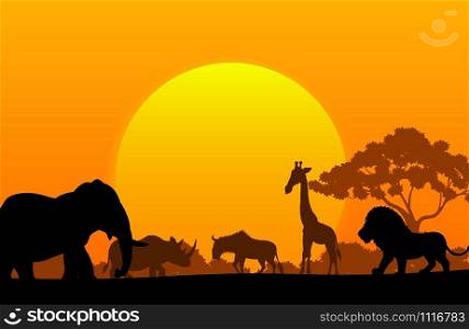 Cartoon collection animal in the africa