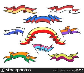 Cartoon colorful ribbons set. Cartoon colorful ribbons set on white background. Vector illustration
