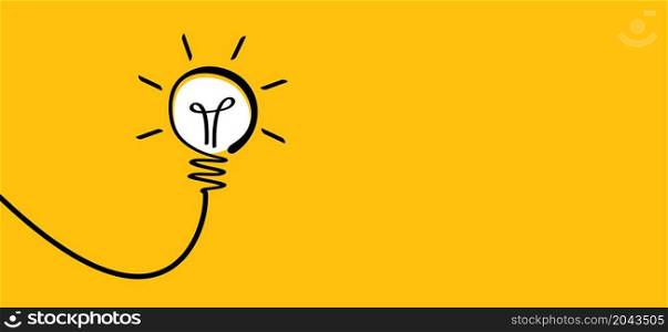 Cartoon Comic brain electric lamp idea doodle. FAQ, business loading concept. Fun vector light bulb icon or sign ideas. Brilliant lightbulb education or invention pictogram banner.