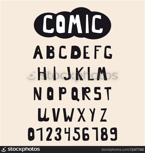 Cartoon comic doodle font alphabet. Vector. Cartoon comic doodle pop art font alphabet. Vector isolated